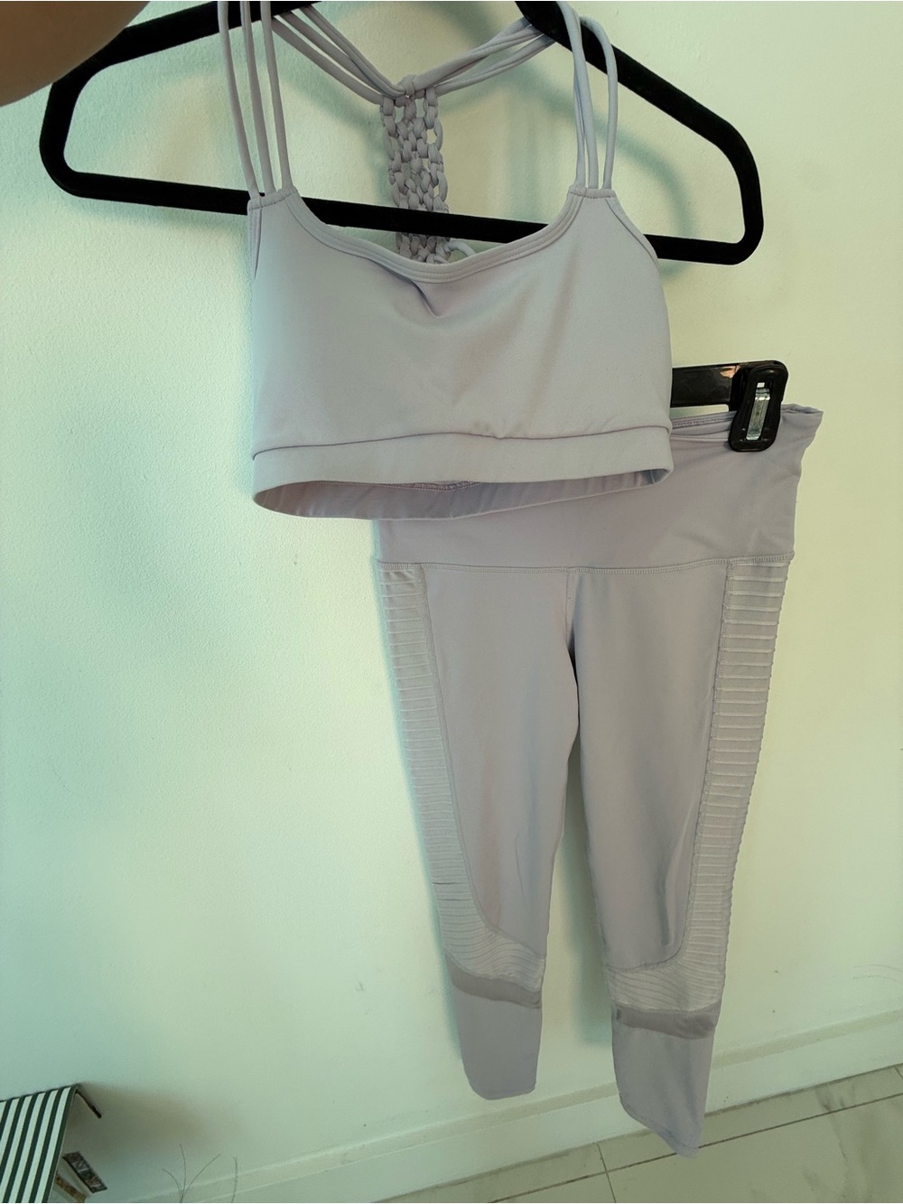 Lavender Strappy Sports Bra & Leggings Set